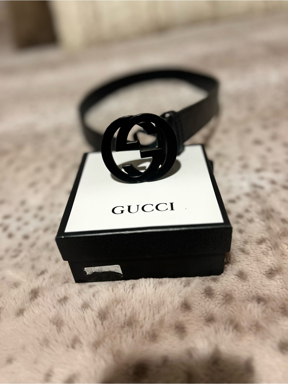 Gucci Black Logo Buckle Leather Belt